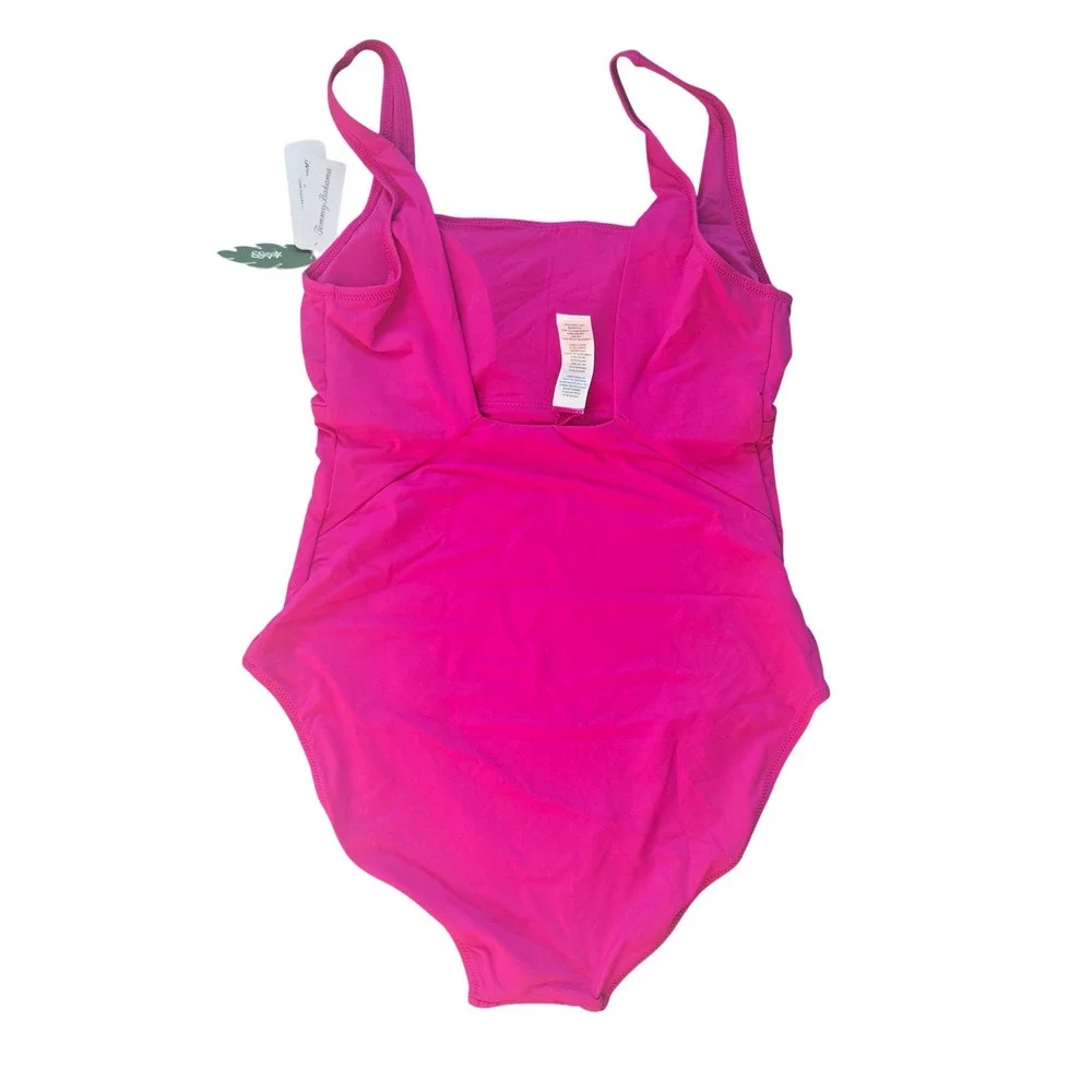 Tommy Bahama 93B NWT Palm Modern Square Neck One Piece Swimsuit Magenta Jewel 14